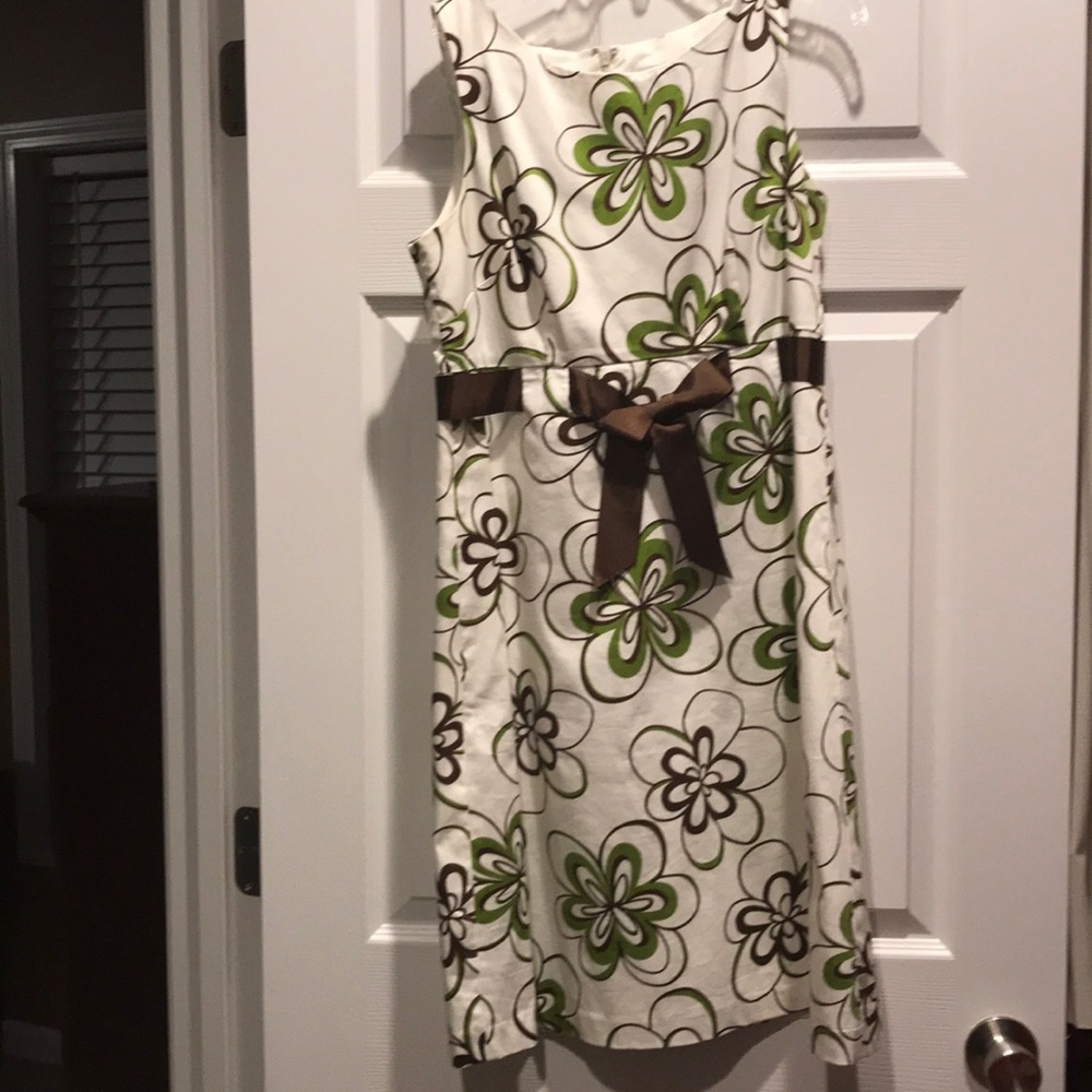 Green, brown and white sundress